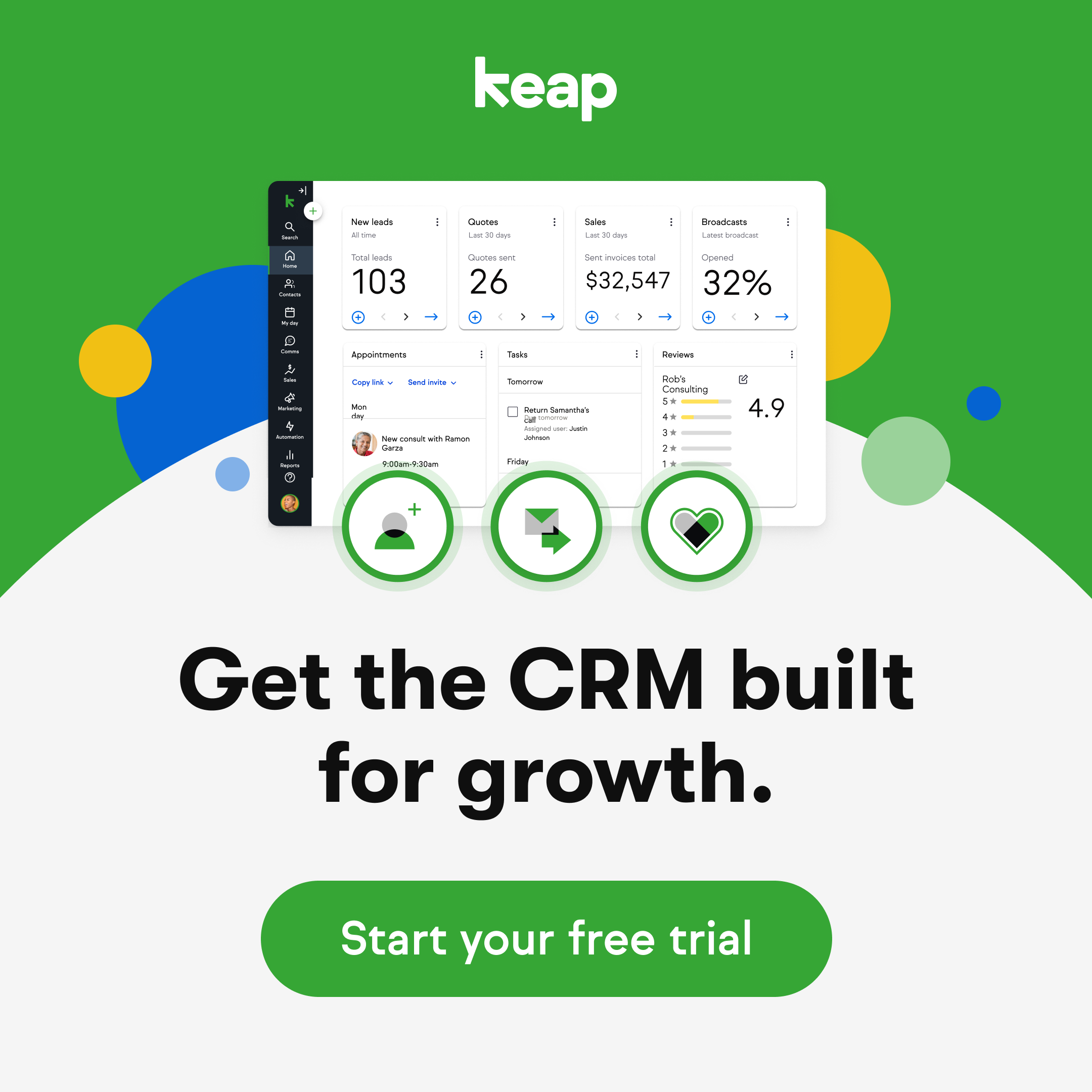 Official Keap CRM promotional image