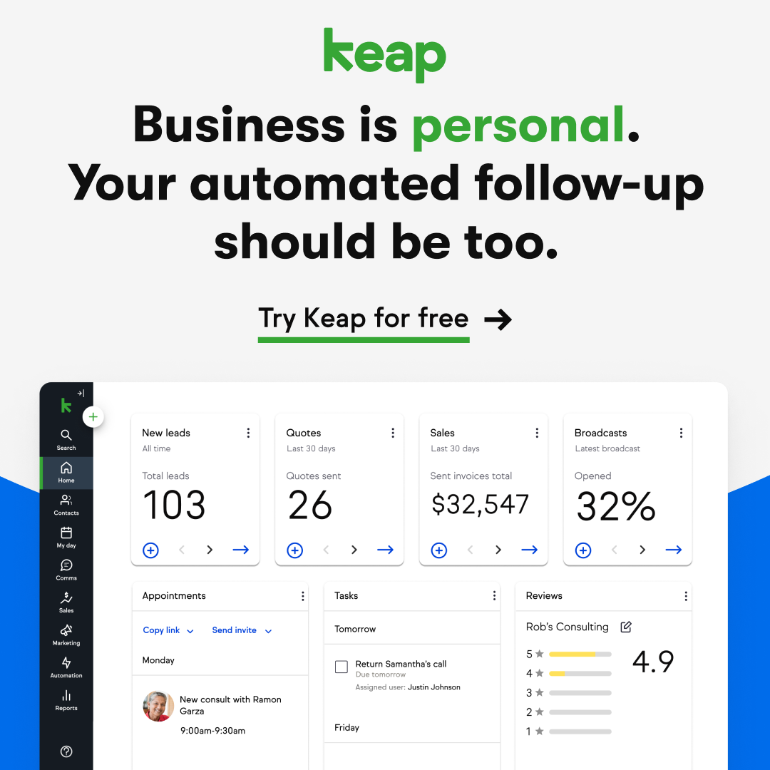 Keap creative about reducing manual follow-up